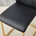 Table And Chair Set.Modern Rectangular Dining Table With Transparent Tempered Glass Tabletop And Gold Plated Metal Legs.Paried With 8 Comfortable Chairs With Pu Seats And Golden Metal Legs. Black Gold,Transparent Seats 8 Glass Metal