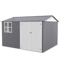 8X10Ft Outdoor Storage Shed With Thickened Galvanized Steel,With Sloped Roof & Double Lockable Door,Storage Shed Large With 6 Vents, Garden Tool Shed For Backyard Garden Patio Lawn Bike,Lawnmower Grey Rectangular None Garden & Outdoor Modern Year Round