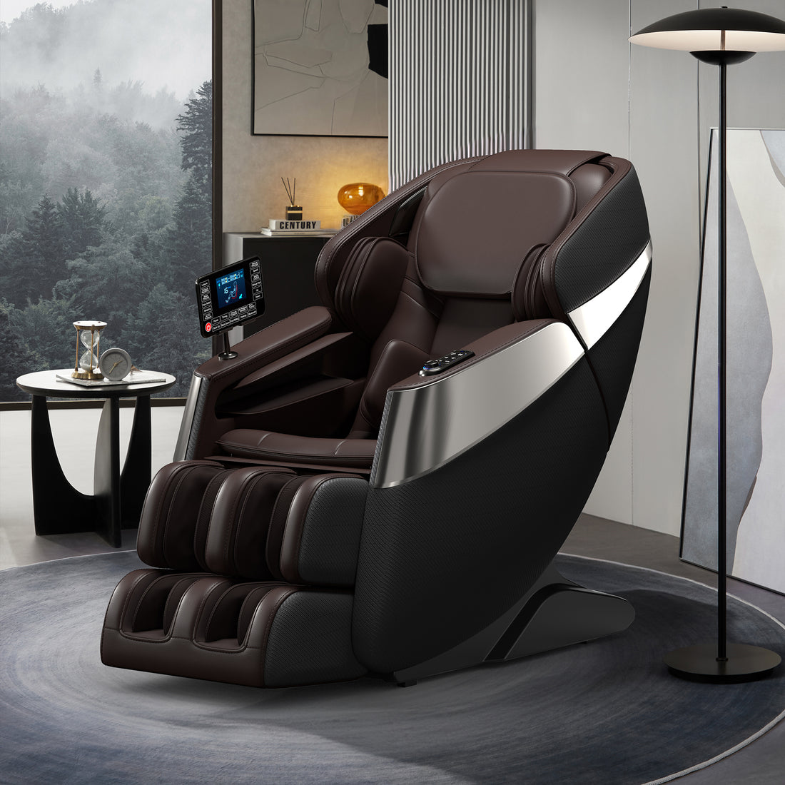 Deluxe Massage Chair Full Body 3D Sl Track Zero Gravity Massage Chair Recliner With Calf And Foot Rollers, Ai Voice Control, Lcd Screen, Quick Access Buttons Grey Grey Brown Primary Living Space Memory Foam And Polyurethane Foam Abs Steel Q235