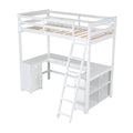 Twin Size Loft Bed With U Shaped Desk, Drawers And Storage Shelves, White Box Spring Not Required Twin White Wood Bedroom Solid Wood Mdf