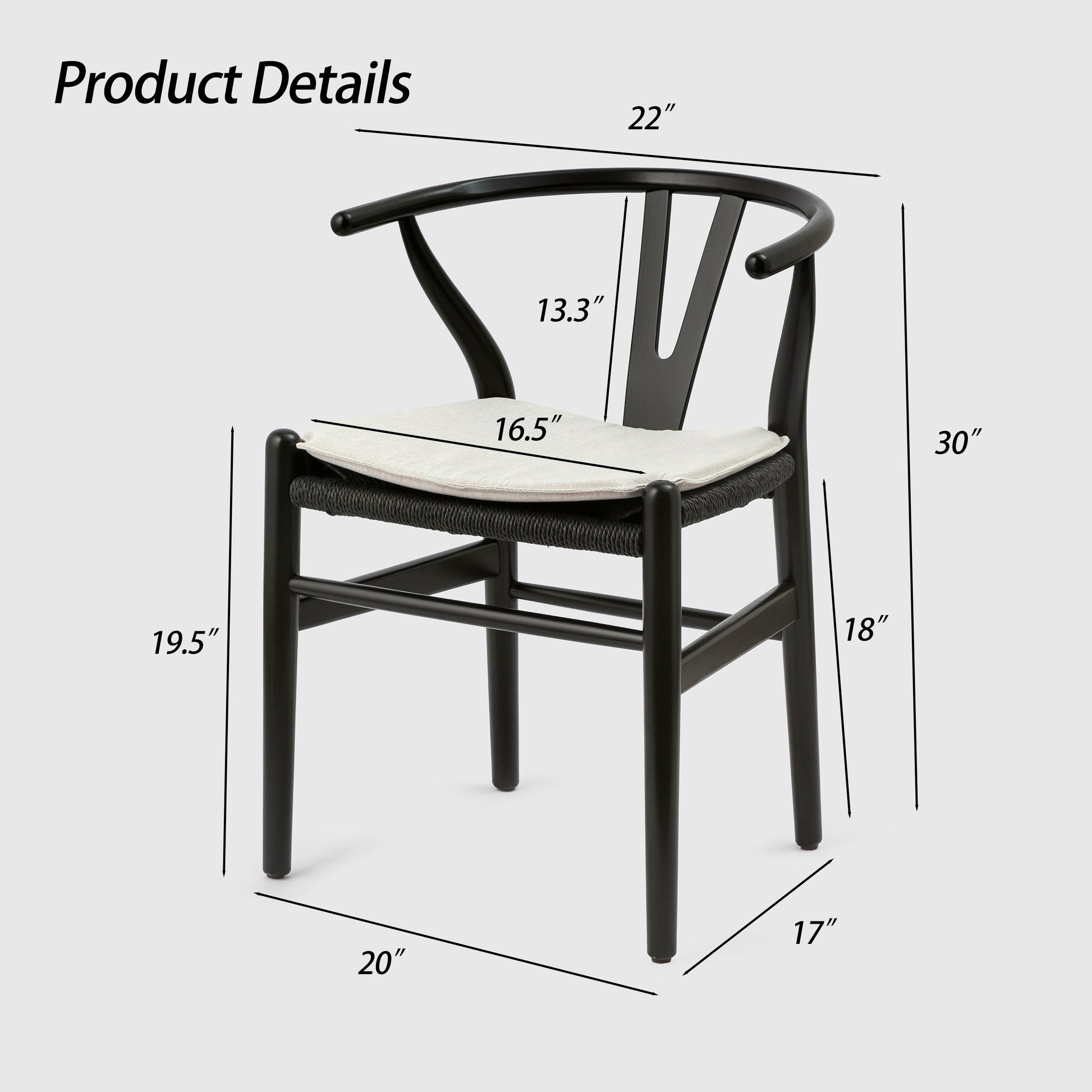 Wishbone Chairs For Dining Room,Soild Wood Weave Dining Chair,Armchair,Fully Assembled,Set Of 2 Beech Wood Black Dining Room Lacquered Mid Century Modern Arm Chair Beech Wicker Wood