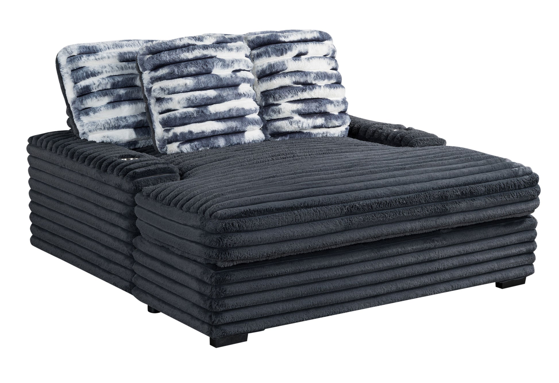 Shine Grey Lounger Sofa With Usb Gray Fabric