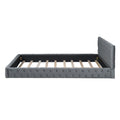 Queen Size Velvet Upholstered Platform Bed, With Luxurious Diamond Grid Headboard,Gray Queen Gray Plywood