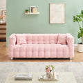 Pink Teddy Fleecesofa 80 Inch Discharge In Living Room Bedroom With Two Throw Pillows Hardware Foot Support Pink Polyester Blend 3 Seat