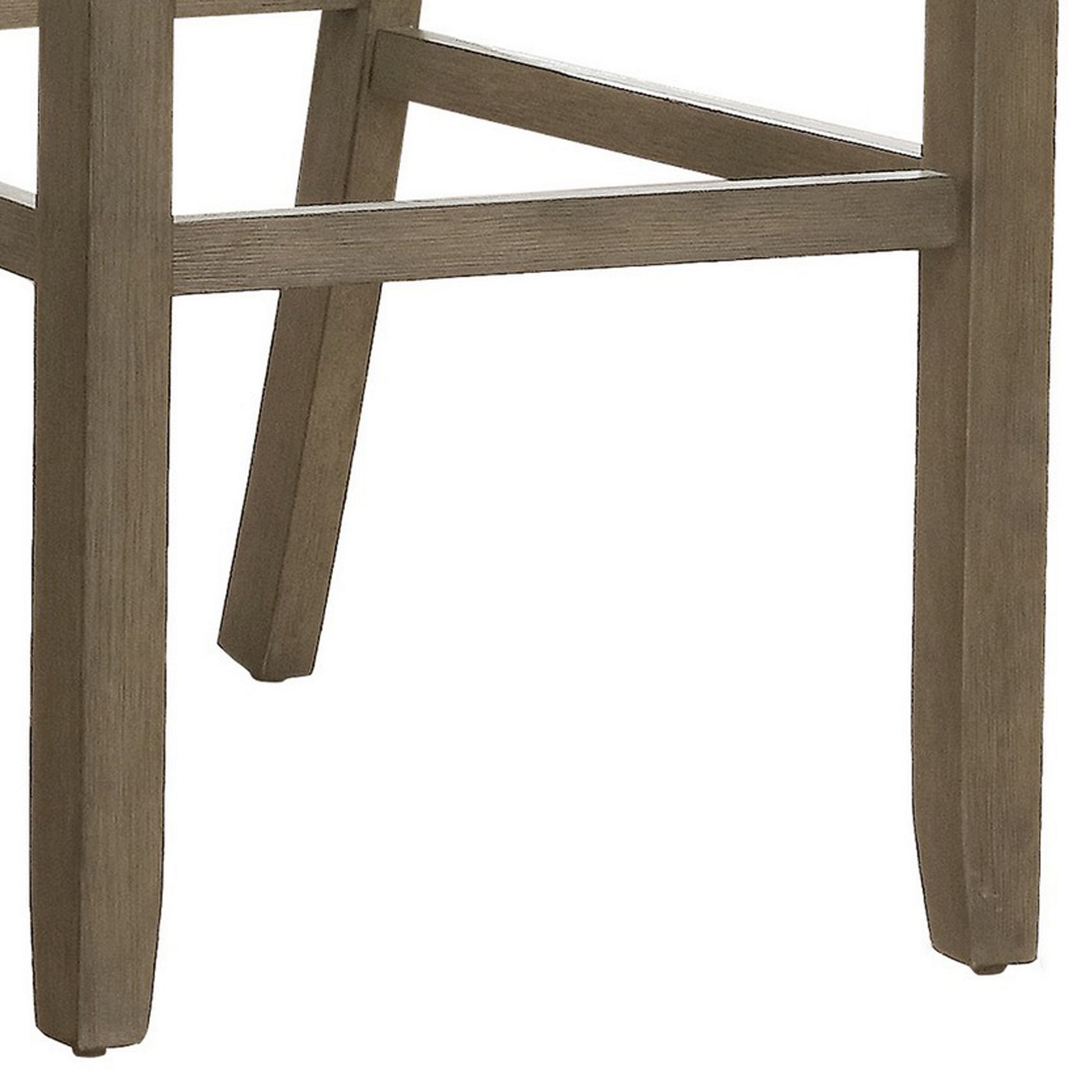 Lok 30 Inch Wood Barstool, Set Of 2, Trim, Padded Seating, Beige Beige Brown Solid Wood