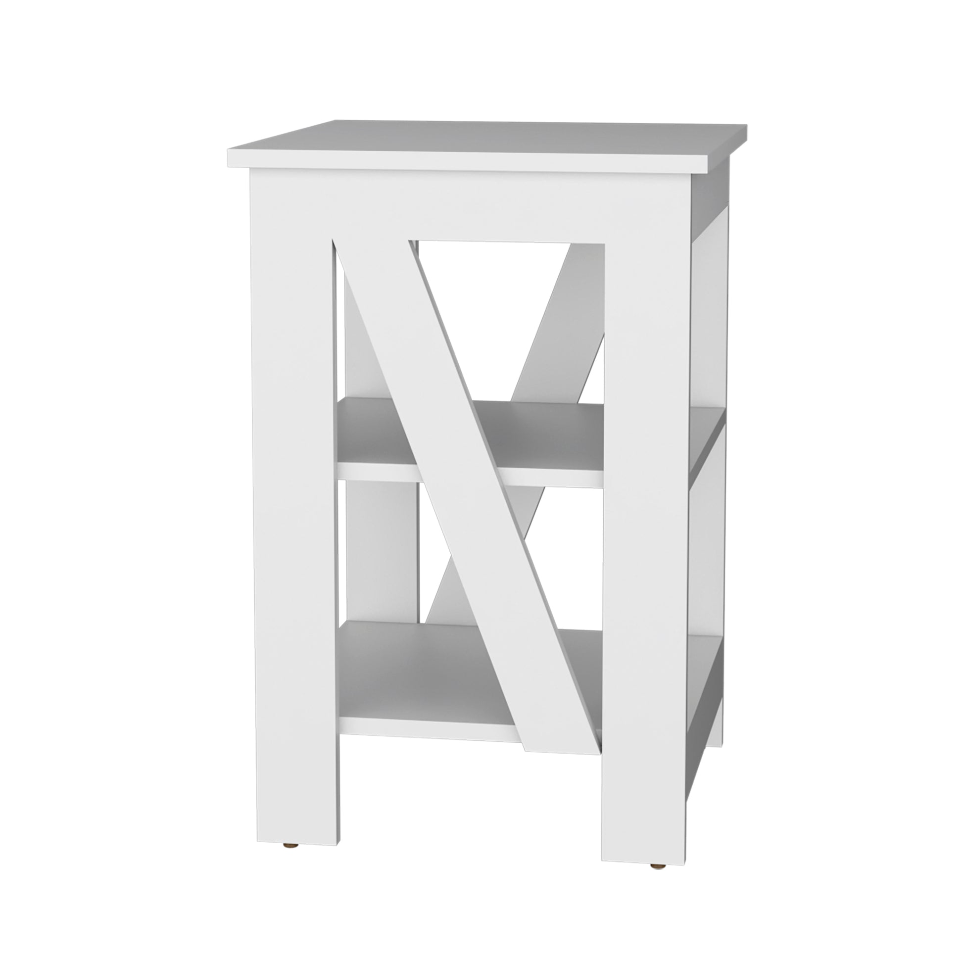 Taylor 3 Tier End Table Nightstand, Side Table For Small Space, White White Solid Wood Mdf Engineered Wood