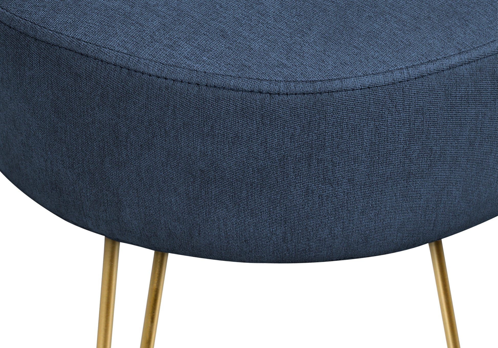 Ottoman, Pouf, Footrest, Foot Stool, 14" Round, Blue Fabric, Gold Metal Legs, Contemporary, Modern Blue Foam Polyester