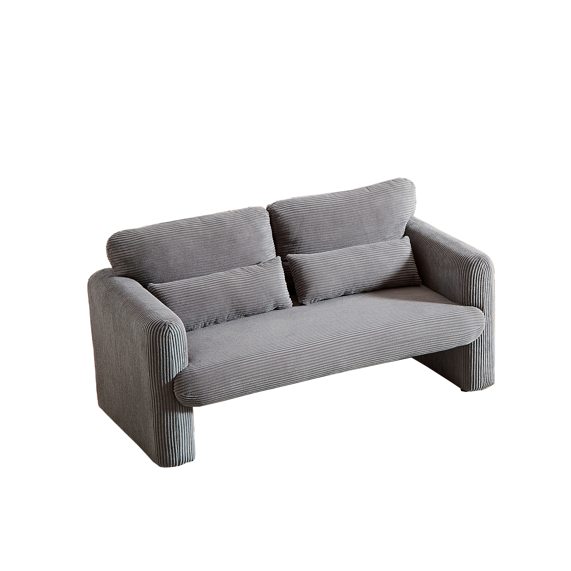 60"Corduroy Fabric Loveseat Sofa With 60"Loveseat Sofa, Modern Sofa With Support Pillow, For Apartment, Office, Living Room & Bedroom Grey Corduroy 2 Seat
