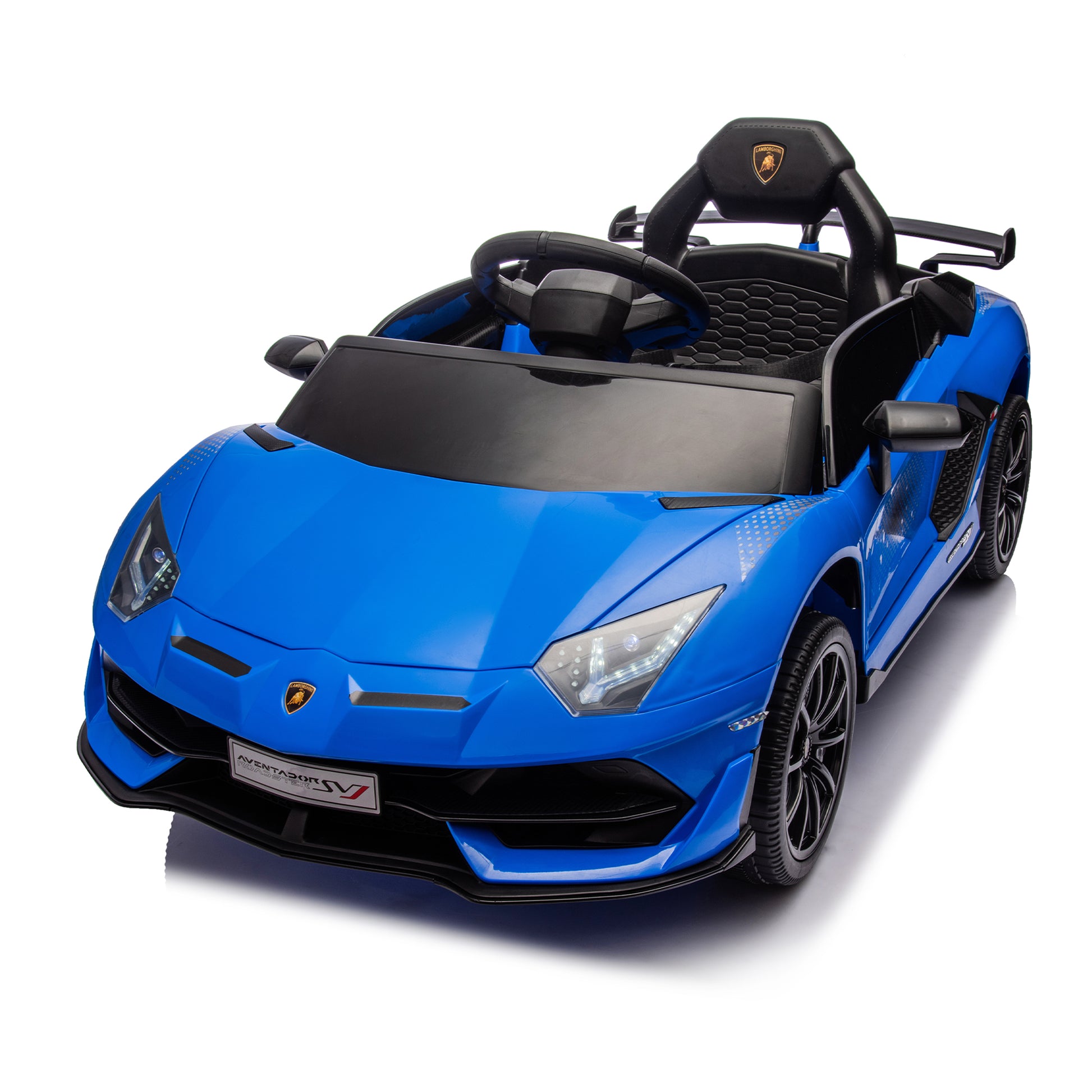 12V Kids Ride On Car W Parents Remote Control,Licensed Lamborghini Aventador Xago,Hydraulic Pressure Door,Slow Start,Early Education,Bluetooth,Adjustable Volume,Mp3,Usb,Led Lights For Kids Aged 2 4. Blue 50 99 Lbs Polypropylene