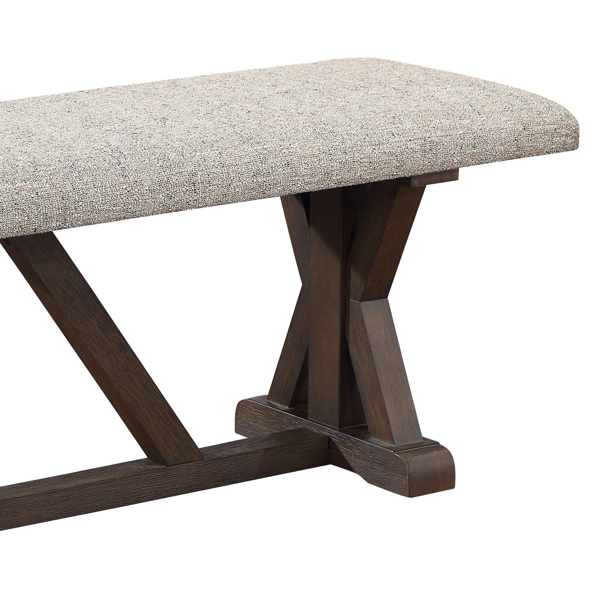 Grey And Rustic Brown Bench With Upholstered Seat Grey,Rustic Brown Dining Room Wood Fabric