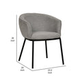 25 Inch Dining Chair, Gray Polyester, Black Metal Frame, Cushioned Seat Gray Wood Fabric