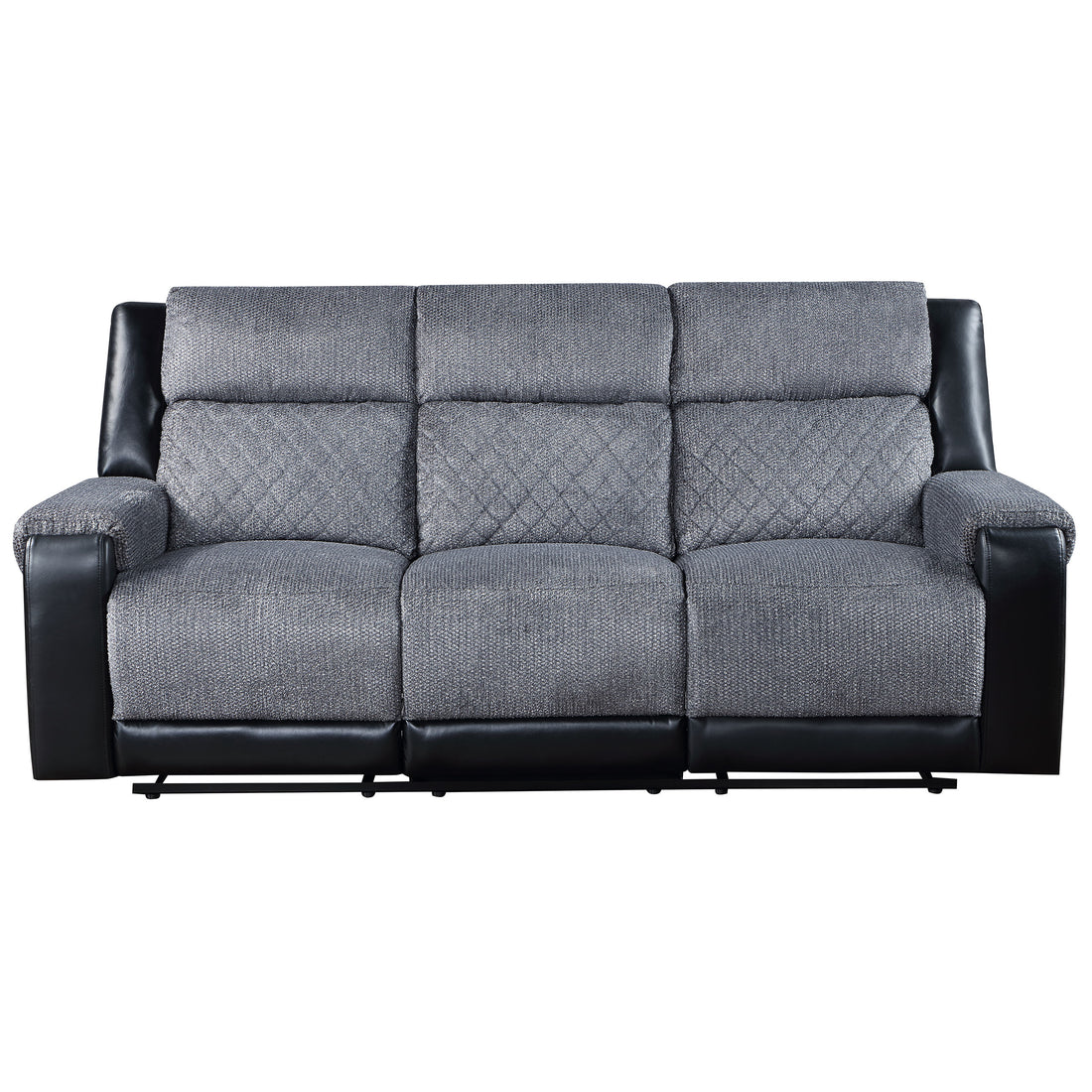Alicia Grey Black Reclining Sofa Gray Fabric 3 Seat