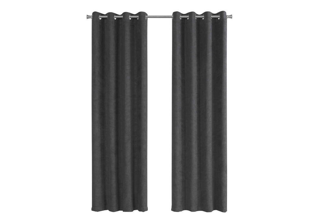 Curtain Panel, 2Pcs Set, 54"W X 95"L, Room Darkening, Grommet, Living Room, Bedroom, Kitchen, Grey Micro Suede, Contemporary, Modern Grey Polyester