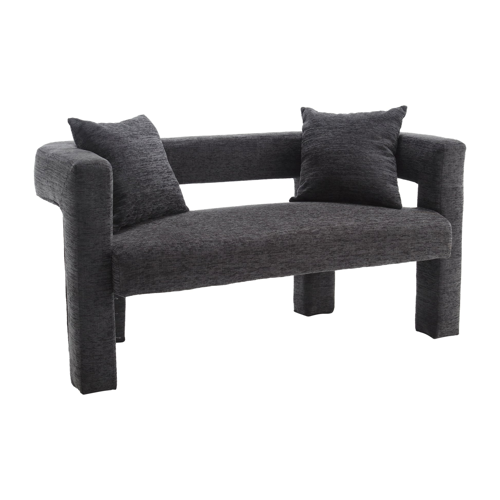 Coolmore Modern Chenille Loveseat Sofacomfy Upholstered 2 Seater Sofa, Small Loveseat Accent Couch For Living Bedroom Leisure Areas Carbon Black Carbon Black Primary Living Space Foam Chenille