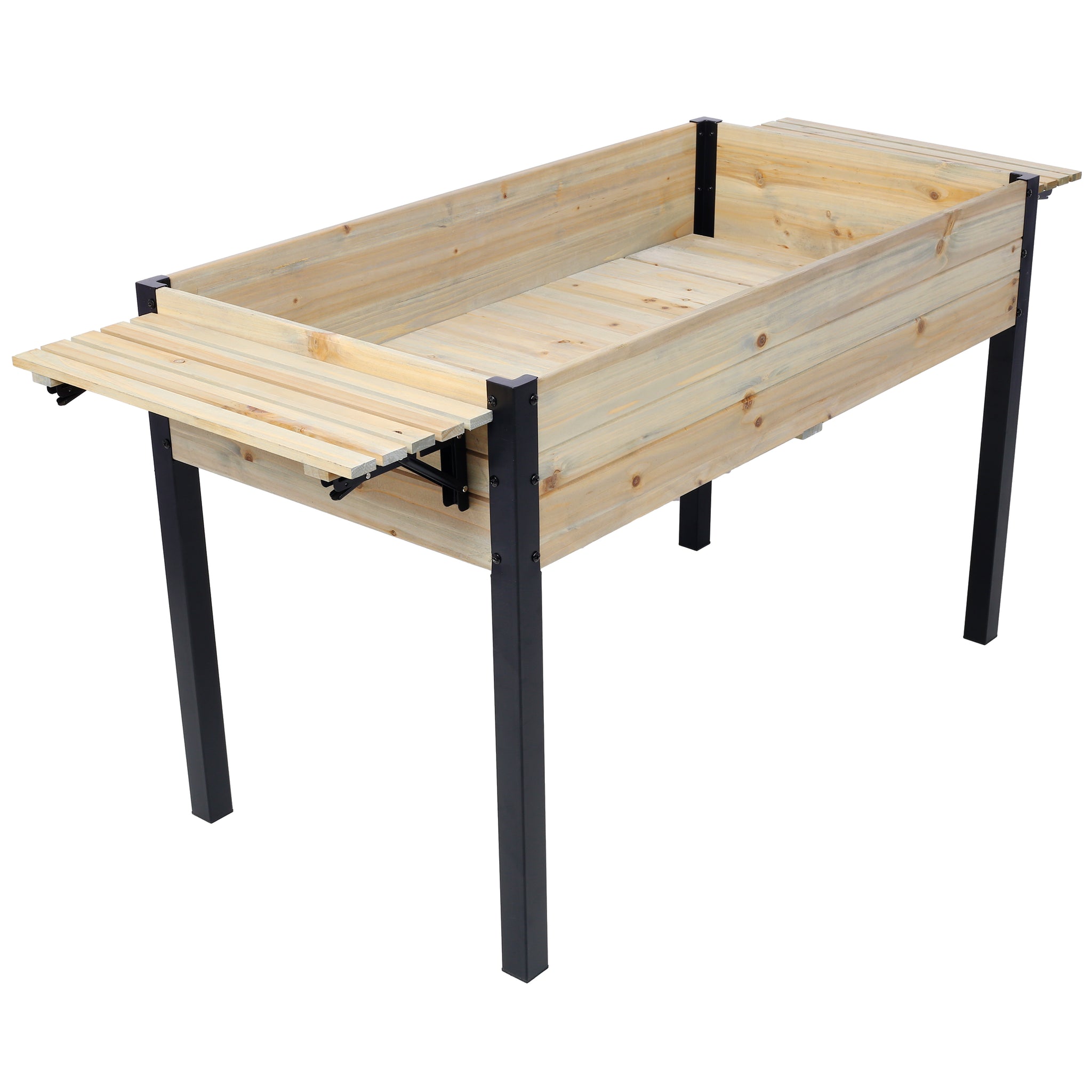 raised pot planter Raised Garden Bed, Metal Leg Wood Planter Boxes With Folding Storage Shelf,Elevated Planter Box For Growing Fresh Herbs, Vegetables, Flowers Great For