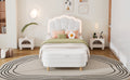 2 Pieces Bedroom Sets Twin Size Flower Shaped Upholstered Led Platform Bed With Storage Ottoman Sherpa Fabric, White Twin White 2 Piece Set Wood