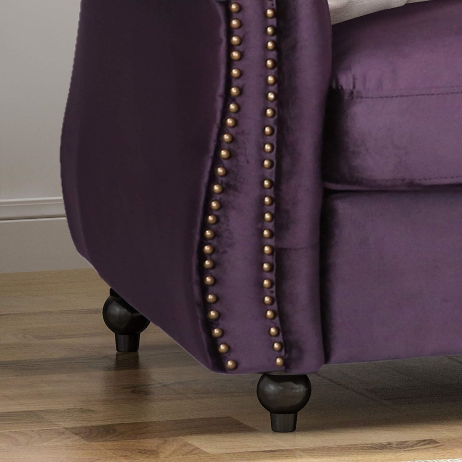 Luxurious 3 Seater Purple Velvet Sofa, Featuring A Classic Design With Modern Elegance, Perfect For Adding Sophistication And Style To Any Living Room, Plush Comfort And Durable Craftsman Black Berry Wood Primary Living Space Medium Soft Tight Back