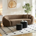 Wks1C Three Person Sofa Modern Combination Half Moon Casual Teddy Bear Wool Sofa Curved Sofa, Camel Color Camel Fabric 3 Seat
