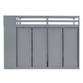 Modern Loft Bed With Two Tone Storage Stairs And Pull Out Wardrobes, Gray Twin Gray Solid Wood Mdf