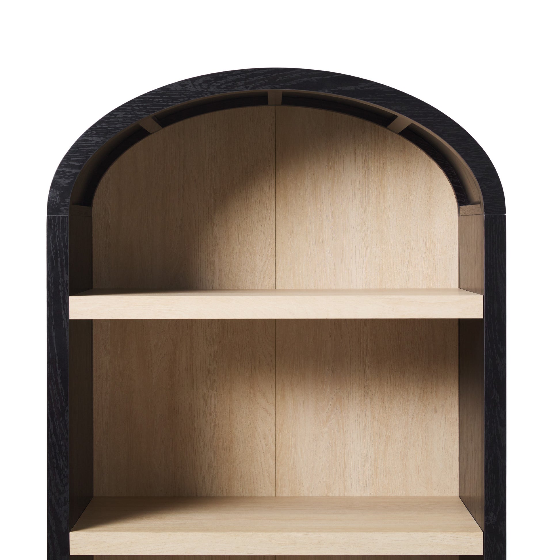 Modern 5 Shelf Open Arched Bookshelf Black Black Mdf Mdf