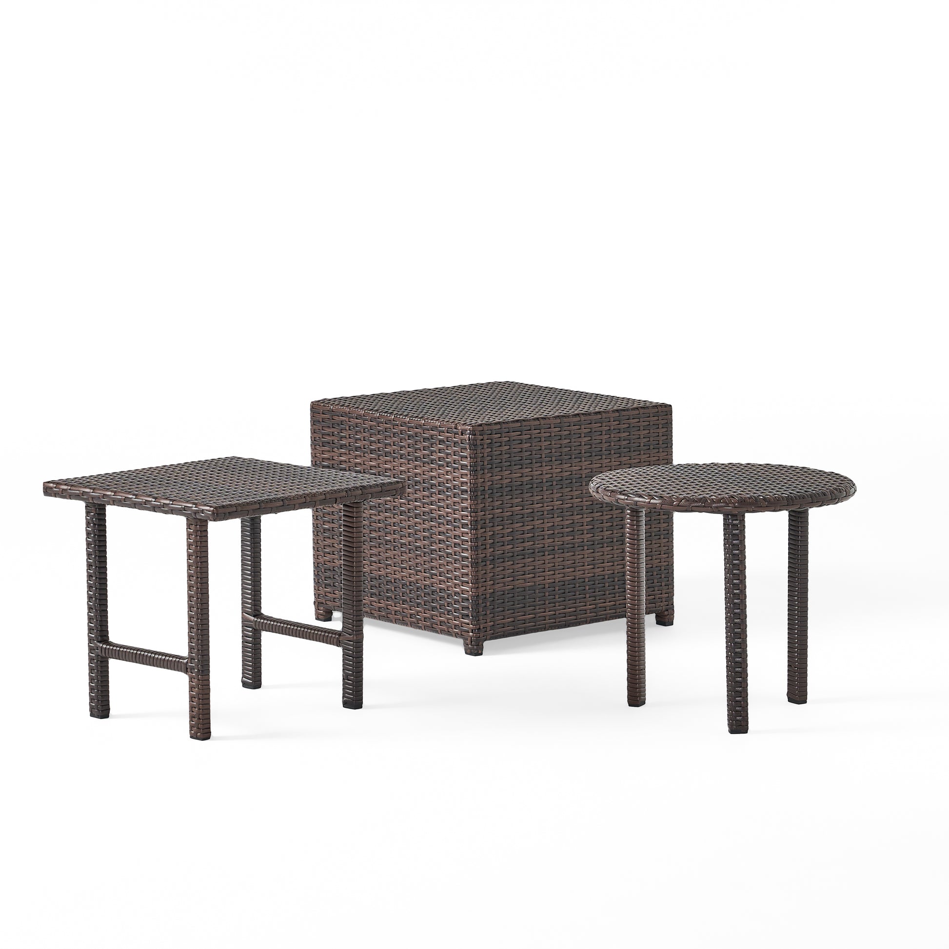 Lido 3Pc Table Set Brown Multi Rattan