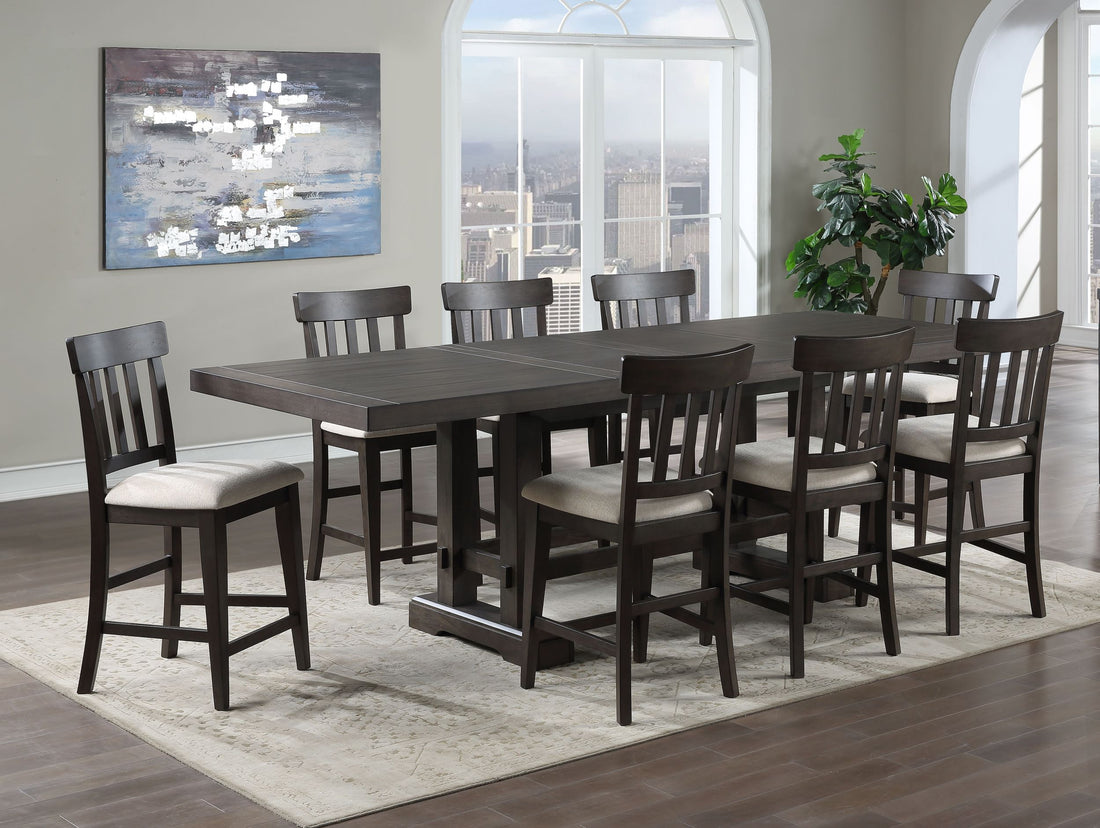 Napa 9 Piece Counter Height Dining Set Dark Brown Dark Brown Wood