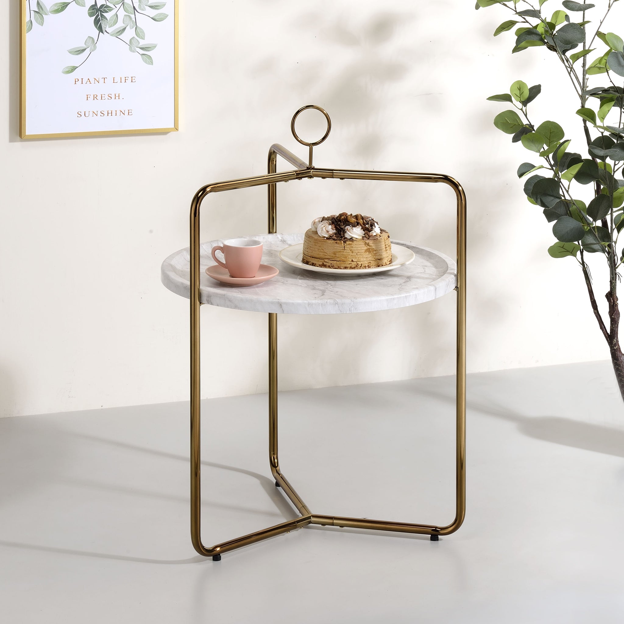 Miro Side Table White And Gold White Iron