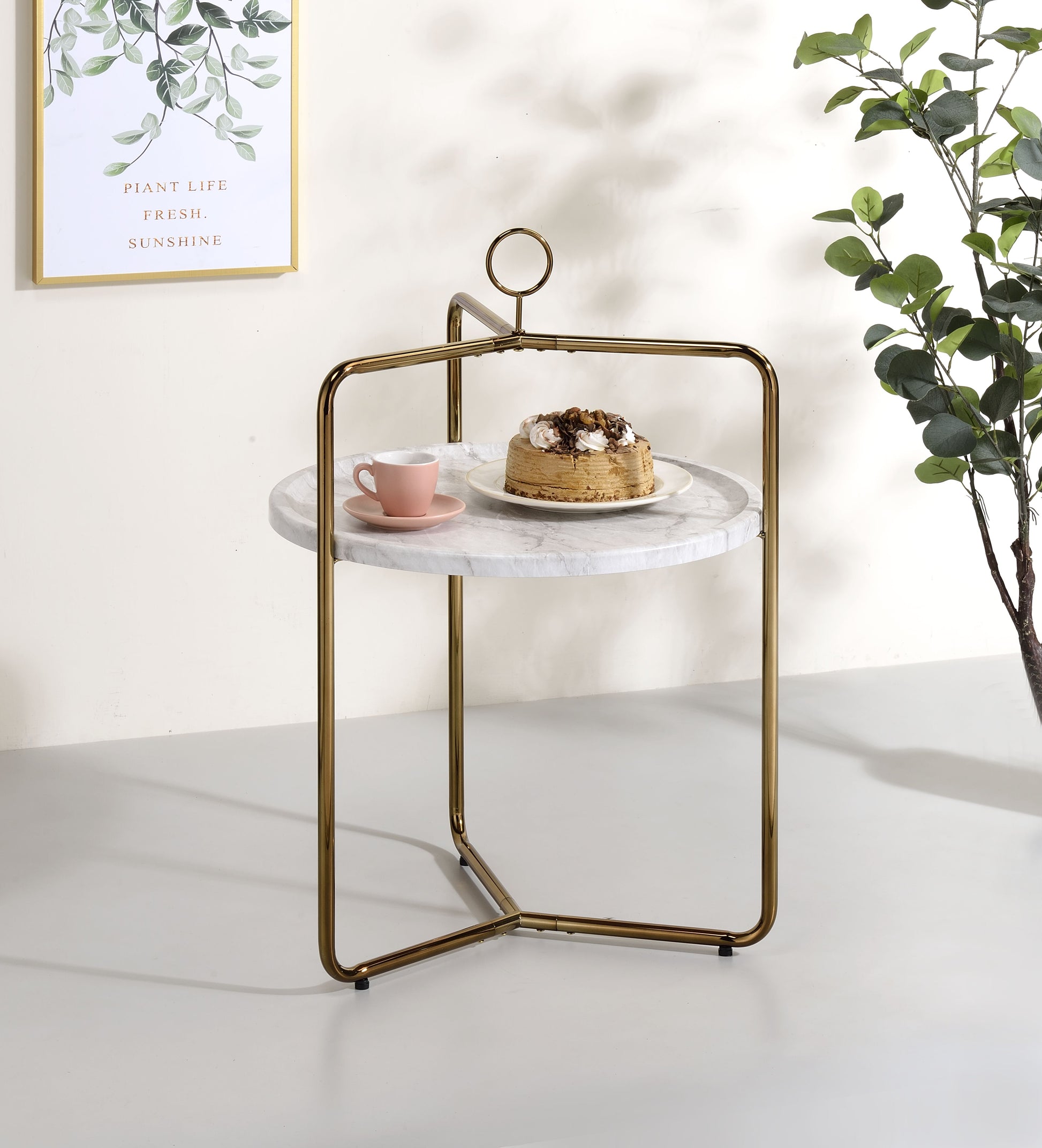 Miro Side Table White And Gold White Iron