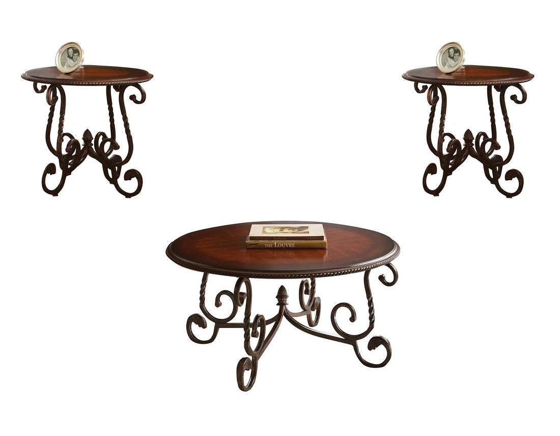 Crowley 3 Piece Table Set Cocktail & 2 End Tables Brown Brown Wood