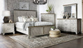 Bear Creek King Bed Whitewashed Gray King Silver White Faux Leather