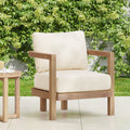 Outdoor Acacia Wood Patio Club Chair, Patio Furniture,Waterproof Thick Cushion Deep Seating For Porch, Garden, Backyard, Balcony, Weight Capacity 400Lbs, Brown Wash, Beige Cushion Yes Deep Seating Brown Beige Garden & Outdoor Foam Acacia Wood