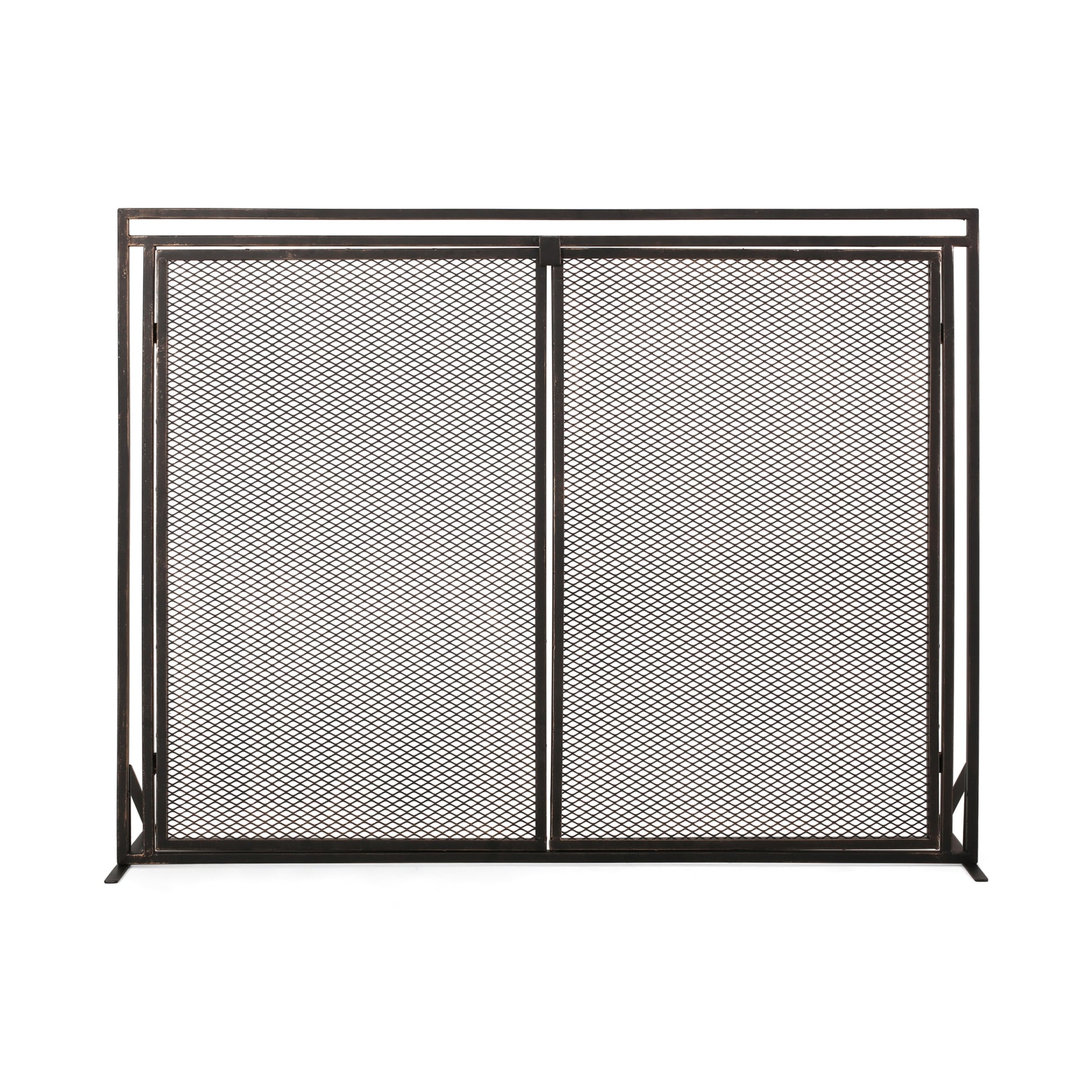 Fireplace Screen Black Gold Iron