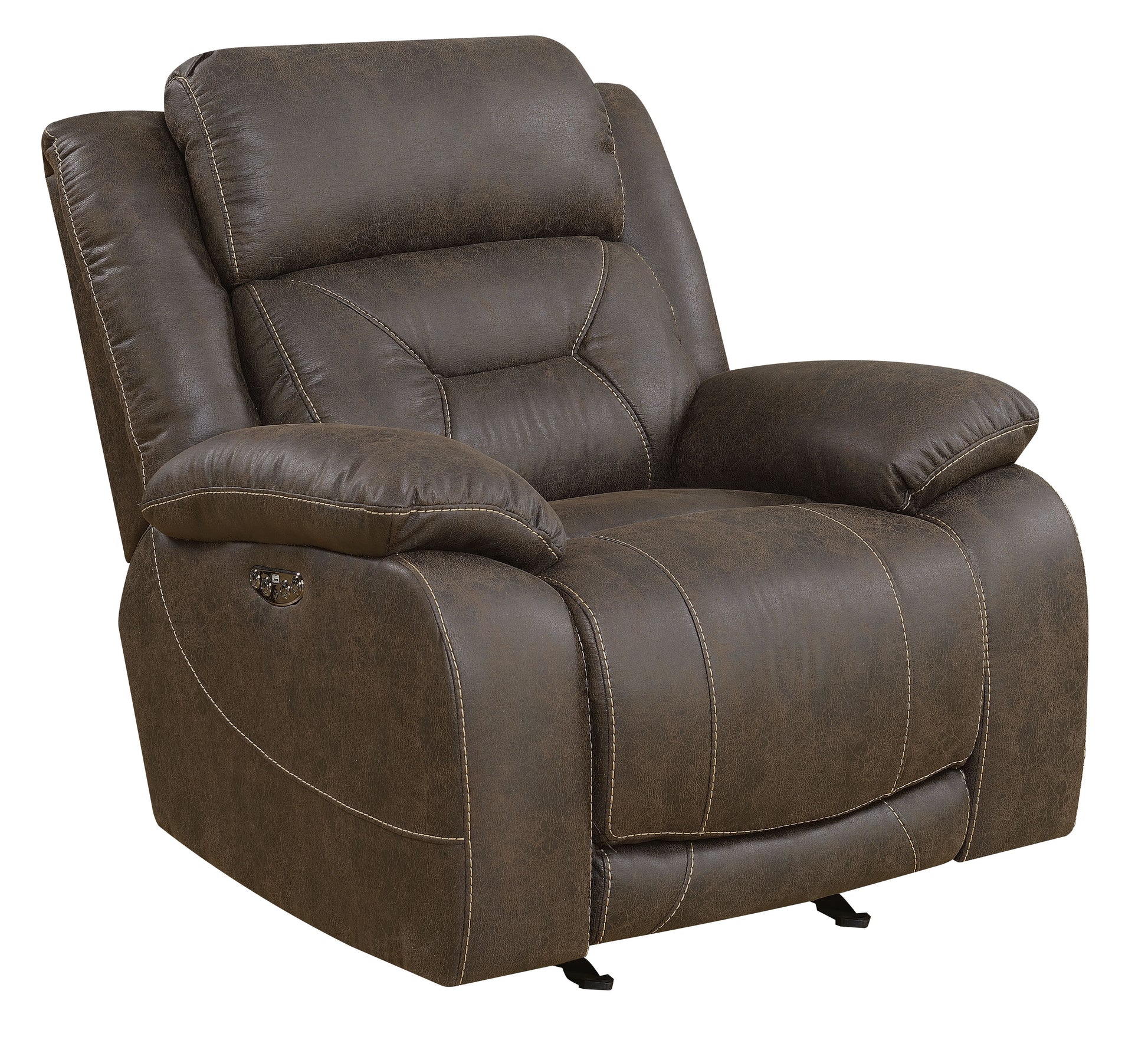 Aria Dual Power Recliner Brown Brown Fabric