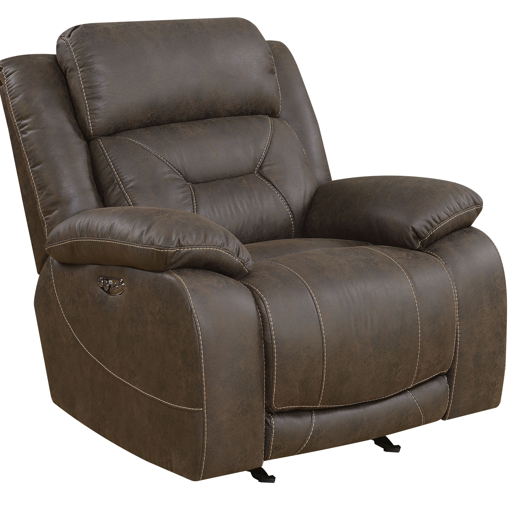 Aria Dual Power Recliner Brown Brown Fabric