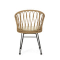 Tavon Chair,2Pcs With 2 Cushions Light Brown Foam Pe Rattan Iron