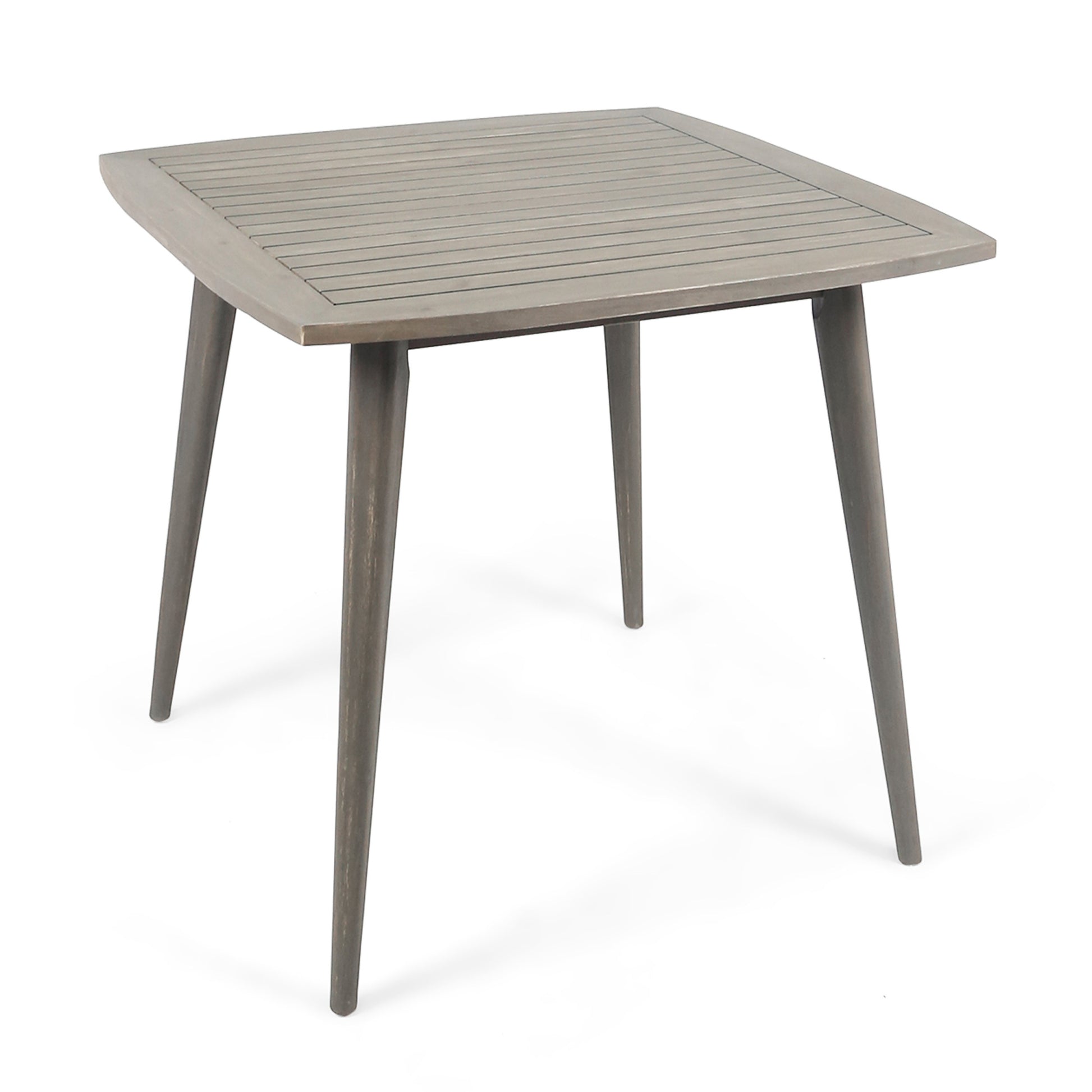 Outdoor Square Acacia Wood Table With Straight Legs, Gray Grey Acacia Wood