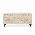 Parisian Storage Ottoman Beige Reclaimed Natural Fabric