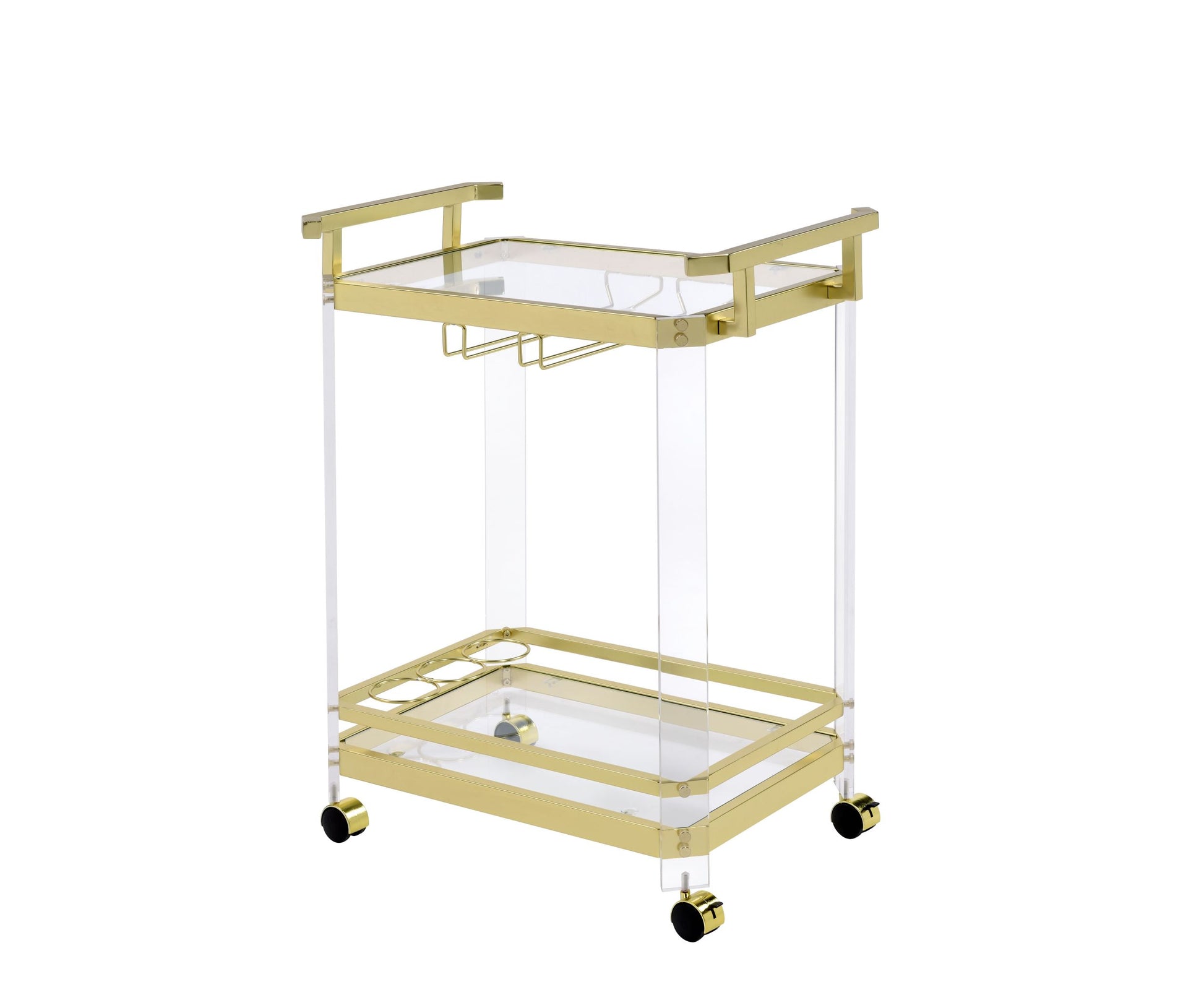 Aerin Server Cart With Casters Gold - Gold Iron