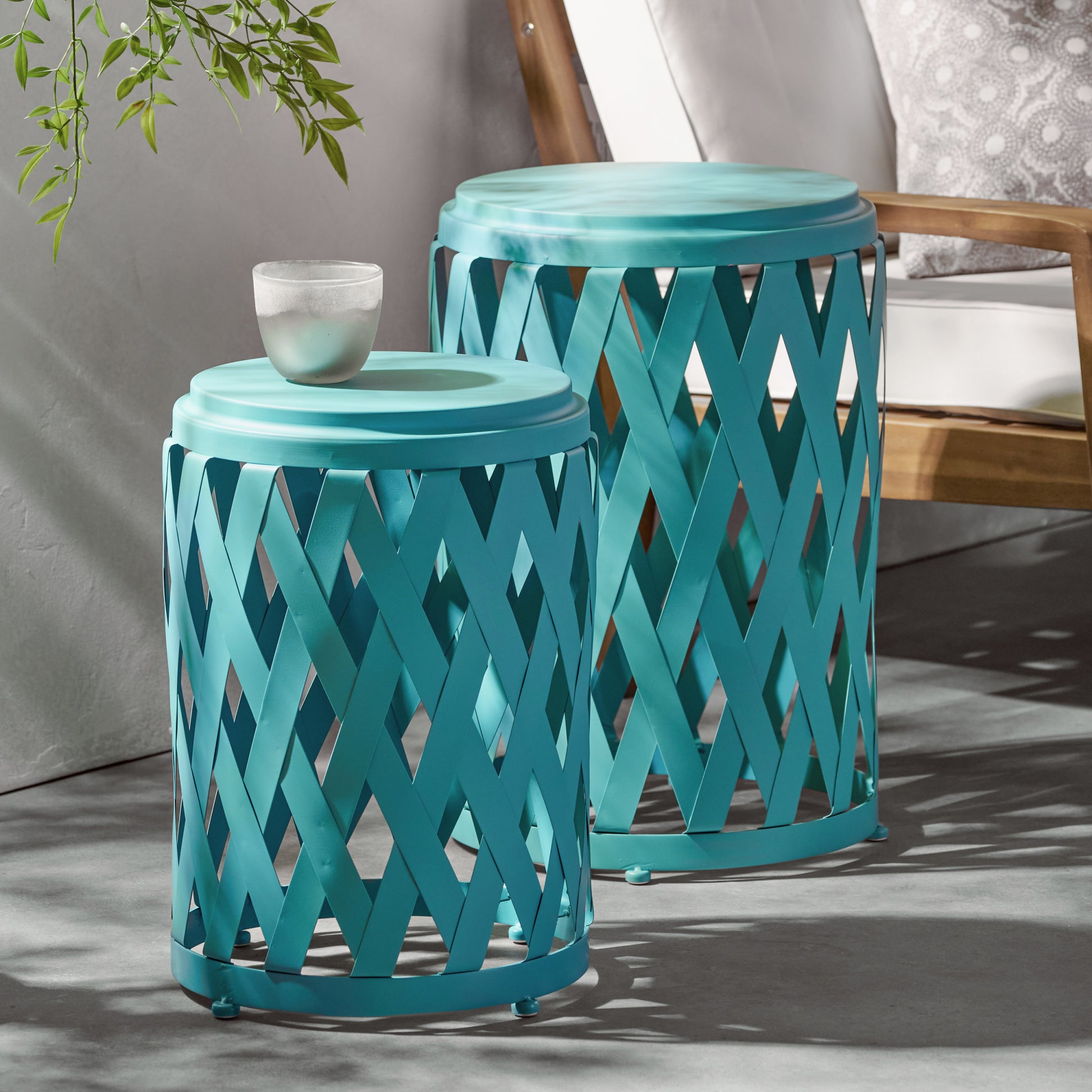 Selen Side Table Teal Iron