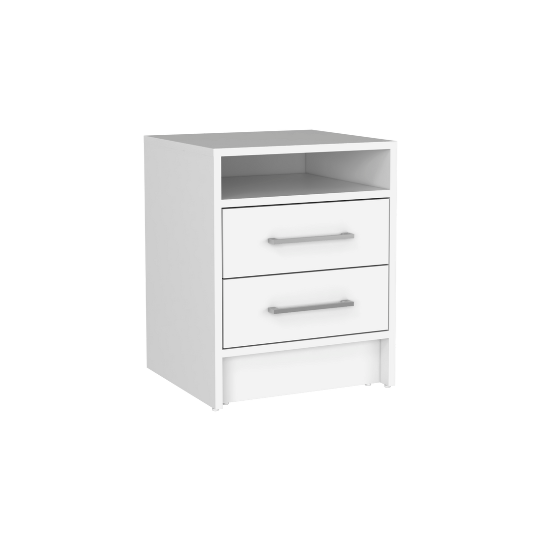 Greter 24" Two Drawer Night Stand With Open Shelf White 2 Drawers Bedroom Rectangle Modern Particle Board