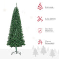 Homcom 7' Tall Unlit Slim Fir Artificial Christmas Tree With Realistic Branches, And 865 Tips, Green Green Plastic