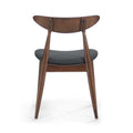 2 Pieces Dining Chairs, Solid Wood, Charcoal Charcoal Fabric