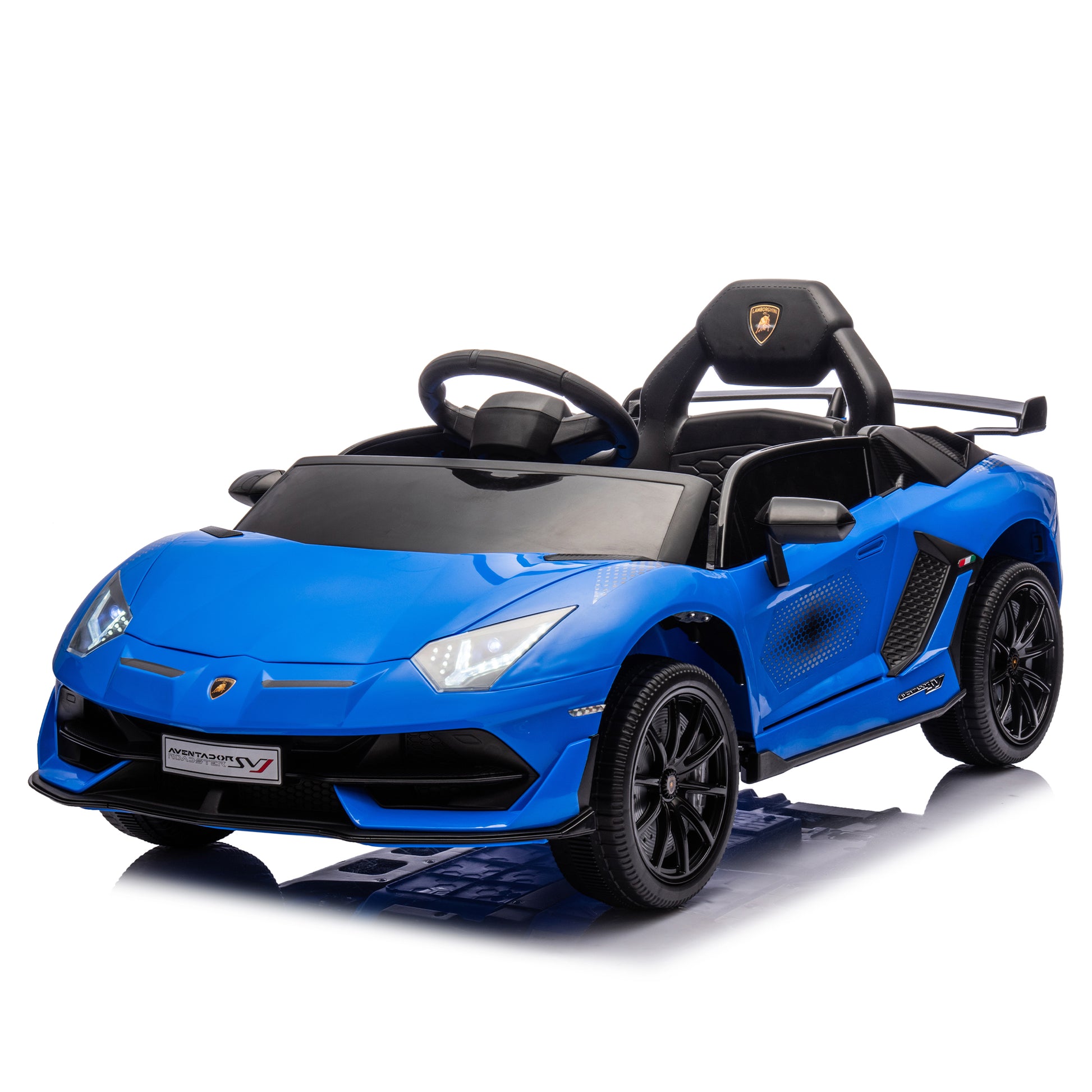 12V Kids Ride On Car W Parents Remote Control,Licensed Lamborghini Aventador Xago,Hydraulic Pressure Door,Slow Start,Early Education,Bluetooth,Adjustable Volume,Mp3,Usb,Led Lights For Kids Aged 2 4. Blue 50 99 Lbs Polypropylene