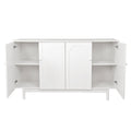 Stylish And Functional 4 Door Intaglio Storage Cabinet With Pine Legs, Solid Wood Pulls And Mdf, For Living Room Bedroom,And Kitchen,White White Mdf