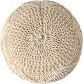 Malibu Knitted Wool 20 X 20 Round Pouf Ivory Wool
