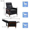 Wood Framed Pu Leather Recliner Chair Adjustable Home Theater Seating With Thick Seat Cushion And Backrest Modern Living Room Recliners, Black Old Sku:Pp289527Aab Black Pu Pu