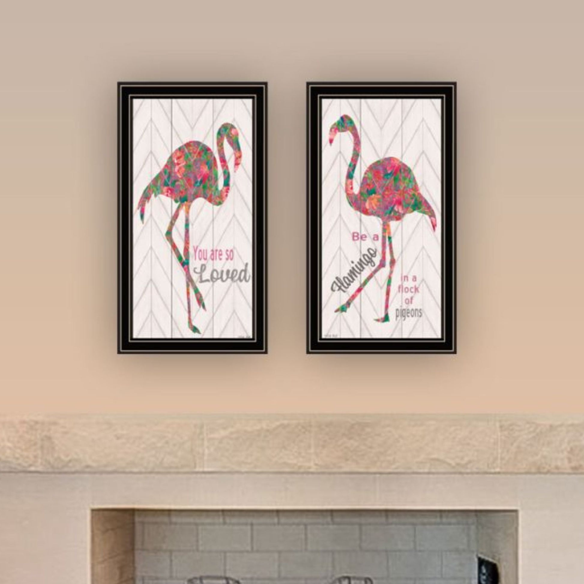 "Flamingo'S A Matrix Colors " Framed Wall Art For Living Room, Wall Art Print For Home Decor, Bedroom Wall Art By Cindy Jacobs Multicolor Wood Paper