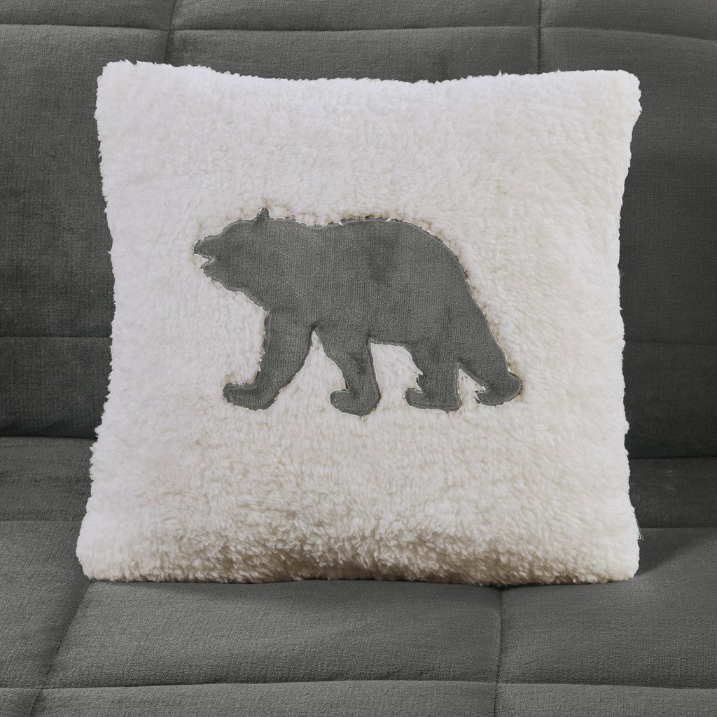 Plush To Sherpa Down Alternative Comforter Set King Charcoal Ivory Polyester