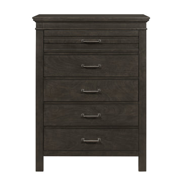 1Pc Charcoal Gray Finish 5 Drawers Chest Transitional Style Wooden Bedroom Furniture Charcoal Grey Bedroom Transitional Wood