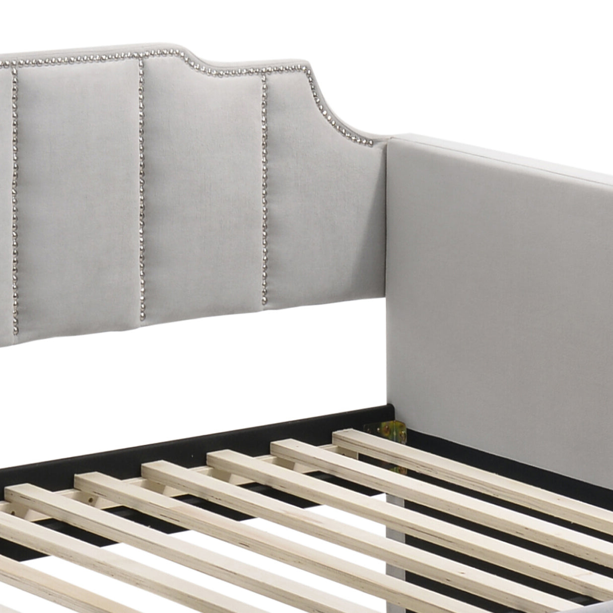 Dove Grey Tufted Back Twin Daybed With Trundle Box Spring Not Required Twin Grey Wood Gray Traditional Velvet